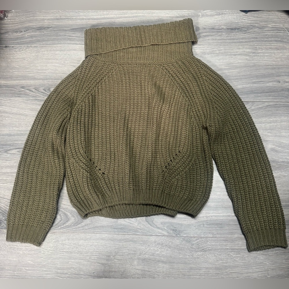 moon & madison Khaki Cowl Neck Sweater